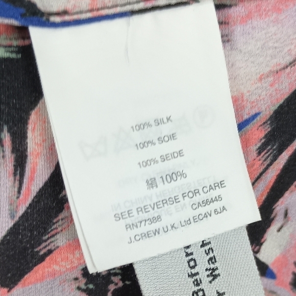 J. Crew 100% Silk Flutter Sleeve Hibiscus Top - Picture 6 of 6